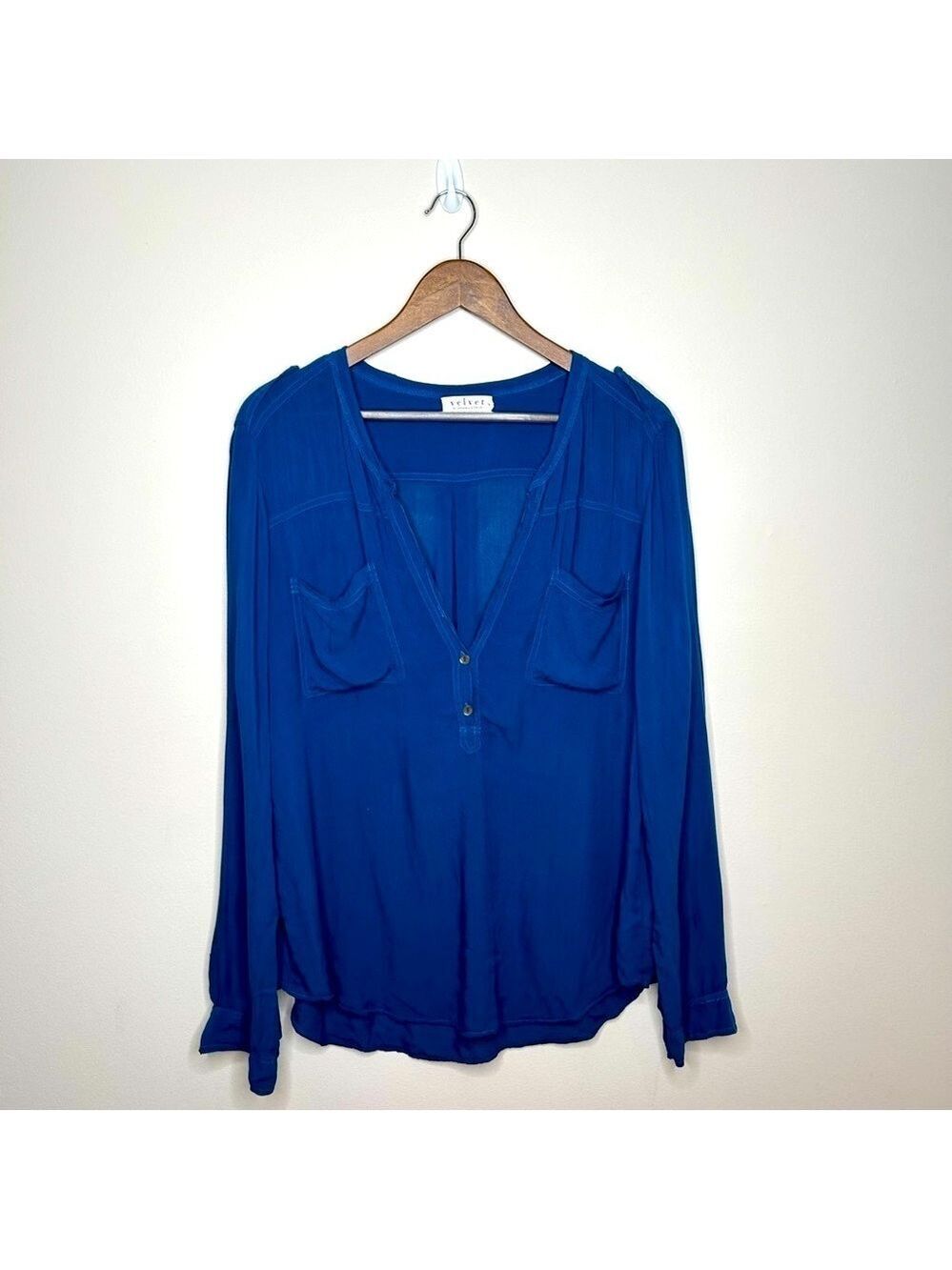 Velvet by Graham Spencer Long Sleeve Button Down Blue XL